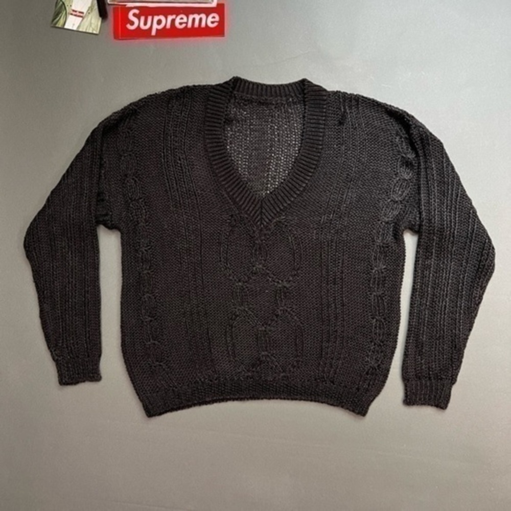 Vintage Thrashed Mesh Black Sweater Blank Goth Punk Pullover Top
